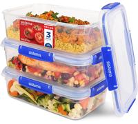 Sistema KLIP IT PLUS contenitori per alimenti | Rettangolari 2,2 L | Contenitori con coperchi, a prova di perdite, impilabili ed ermetici, adatti a frigorifero e congelatore | Senza BPA | 3 pezzi