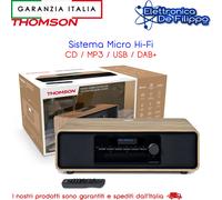 Micro-chaîne Bluetooth - THOMSON - Bois/Noir - Radio FM/DAB+/CD/MP3/USB/Induction, 75W, Affichage LCD, Télécommande, Alim. 23