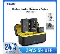 Sistema Microfonico Lavalier Wireless NEEWER CM28 Max con Custodia di Ricarica, 48KHz/Cancellazione del Rumore, Memoria 8GB, Batteria da 25 Ore
