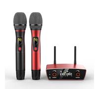 Sistema microfonico wireless per canto karaoke, doppio microfono wireless, microfoni dinamici portatili, canali UHF regolabili, scansione automatica, portata 83,8 m, microfono per karaoke, matrimoni,