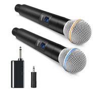 Sistema microfonico wireless portatile professionale con ricevitore ricaricabile e uscita da 3,5 mm, funzionamento a frequenza fissa, per esibizioni DJ, eventi in chiesa e karaoke, portata wireless 61