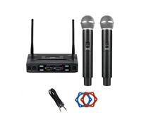 Sistema Microfonico Wireless Professionale A Doppio Canale con Frequenza UHF, Microfono Dinamico Senza Fili per Karaoke Party, Spina UE