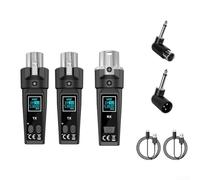 Sistema microfonico wireless, trasmettitore e ricevitore ABS per musicisti e mixer, set microfono ricaricabile con 2 adattatori e cavo di ricarica (uno e due)