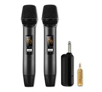 Sistema microfonico wireless UHF con 15 bande di frequenza, frequenza 650MHz-697MHz, frequenza di campionamento 48KHz, risposta in frequenza 50Hz-16KHz, larghezza di banda 0,5 MHz, sensibilità > 103