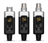Sistema Microfonico Wireless UHF Trasmettitore Ricevitore per Microfono Dinamico Gamma 50m Corpo In Metallo Kit Audio Professionale Argento Nero