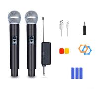 Sistema microfono wireless ricaricabile, microfono senza fili a lungo raggio da 50 m, con ricevitore, microfono portatile UHF 730-769 MHz, per karaoke, matrimoni, riunioni, feste e conversazioni (uno