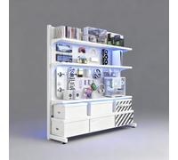 Sistema modulare indipendente di pannelli forati in acciaio, unità di scaffalatura da gioco con 20 ganci, sistema di esposizione da pavimento con pannelli forati in metallo(White,92cm)