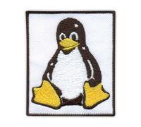 Sistema operativo Linux, Tux, sfondo bianco, da cucire, patch/badge/emblema ricamato