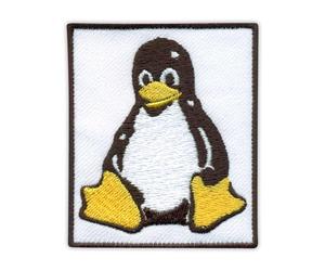 Sistema operativo Linux, Tux, sfondo bianco, da cucire, patch/badge/emblema ricamato