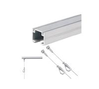 Sistema per appendere quadri con cavo regolabile e ganci per esposizione di opere d'arte, soluzione di facile installazione per parete e soffitto