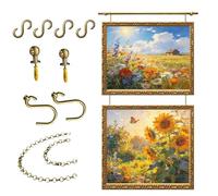 Sistema per appendere quadri, kit di guide in ottone per galleria d'arte, binario da parete in metallo e ganci per foto, per decorazione domestica, musei, uso interno