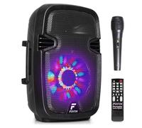 Sistema Portatile attivo da 300W, con illuminazione LED RGB Woofer da 8” con BT/USB / MP3 e Microfono.