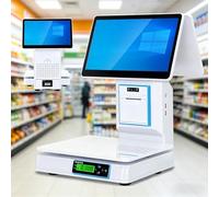 Sistema POS a doppio schermo per supermercati piccole imprese touchscreen capacitivo da 15,6'' registratore di cassa multifunzione con bilancia integrata(Dualscreen)