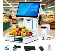 Sistema POS a doppio schermo per supermercati piccole imprese touchscreen capacitivo da 15,6'' registratore di cassa multifunzione con bilancia integrata(Singlescreen)