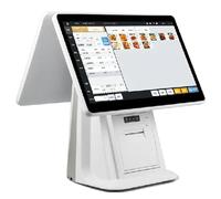 Sistema POS All-in-One con doppio touchscreen da 15,6 ", 8 GB di RAM, 128 GB, Windows 7/10-Registro di cassa per piccole imprese, negozio di vendita al dettaglio e ristorante