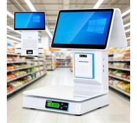Sistema POS All-in-One per piccole imprese Registratore di cassa con doppio schermo touchscreen con bilancia integrata 8 GB di RAM e 128 GB di SSD per negozi al dettaglio(Dualscreen)