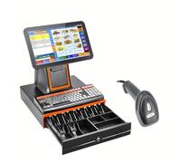 Sistema POS All-in-One per Ristorazione e Retail, Schermo Touch 15,6" HD, Processore i5 Rapido, Hardware di Cassa Senza Software POS, Interfaccia Multi-Porta(Black,80 tooth gear printer)