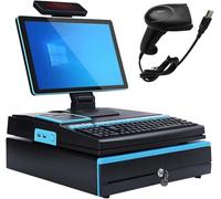Sistema POS Registratore di Cassa Tutto-in-Uno con Schermo Touch da 15,6", Stampante Termica Integrata, Cassetto Portacontanti, Tastiera e Lettore Codici a Barre per Negozi, Ristoranti e Caffetterie