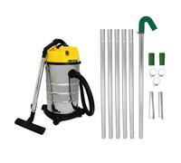Sistema Pulizia Grondaie con Aspiratore Industriale 30L Solidi e Liquidi 1400W Triplo Motore Tubi Alluminio 1.2m-7.2m Ø51mm Ugelli Intercambiabili Cavo 9m Tubo 1.5m