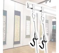 Sistema regolabile per appendere quadri a forma di L, set di binari bianchi per opere d'arte/cornici, include binario da 1,5 m, cavo da 1,5 m e 2 ganci. Soluzione invisibile per montaggio a parete