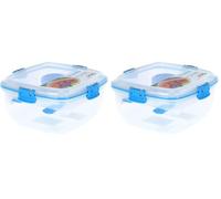 Sistema Salad TO GO | Contenitore per alimenti con singoli scompartiposate da viaggio e vasetto per condimento| 1,1L | Senza BPA | Verde acqua (Confezione da 2)