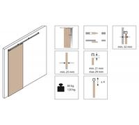 Sistema scorrevole per porte in legno Koblenz 0500/80/120 con binario da 2 metri