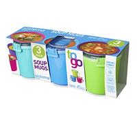 Sistema Tazze per zuppa da microonde, plastica, Colori Assortiti, Confezione da 3