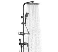 Sistema termostatico a colonna doccia regolabile in altezza, set da parete con doccia quadrata portatile, funzione anti scottatura per un'esperienza di bagno sicura e confortevole