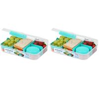 Sistema TO GO Bento Box Crea | Lunch Box con scomparti e snack pot | 1,48 litri | Senza BPA | Menta verde acqua (Confezione da 2)