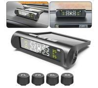Sistema TPMS Monitoraggio Pressione Gomme Solare Wireless Auto 4 Sensori Allarme