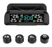 Sistema TPMS wireless con display LCD, pneumatico USB solare, temperatura di pressione reale, kit sensore a quattro ruote, allarme bassa pressione, sicurezza pneumatici auto camion SUV (esterno)