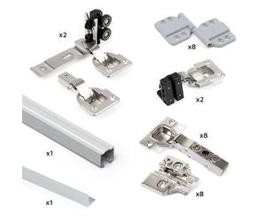 Sistema Twofold in Formato Kit per 2 Ante Scorrevoli in Legno Pensili e
