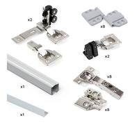 Sistema Twofold in Formato Kit per 2 Ante Scorrevoli in Legno Pensili e Pieghevoli Emuca