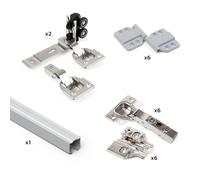 Sistema Twofold in Formato Kit per 2 Ante Scorrevoli in Legno Pensili e Pieghevoli Emuca