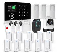 Sistemi di Allarme Domestici con Telecamera, Sistema di Sicurezza Domestico 4G/Wi-Fi con SMS, Rilevatore di Movimento, Sirena di Allarme da 120dB, Telecomando, Compatibile con Alexa e Google(23 Pezzi)