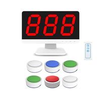 Sistemi di Buzzer Wireless per Quiz, Buzzer di Risposta per Giochi a Premi con Telecomando, Display LCD per il Punteggio, 3 Modalità di Risposta, 4 Indicatori di Stato a LED, per Aula(6 Buzzers)