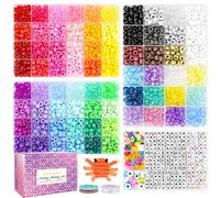 Sistenia Kit per la creazione di braccialetti dell'amicizia in 72 colori, 2400 pezzi, lettere arcobaleno Kandi sfuse per braccialetti con nome, gioielli, artigianato con cordino elastico