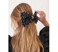 Sister Jane - Fermaglio per capelli nero a forma di fiocco con perline One Size