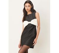 Sister Jane - Vestito a trapezio senza maniche nero con fiocco bianco S