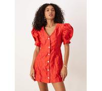 Sister Jane - Vestito corto rosso jacquard con bottoni con strass M