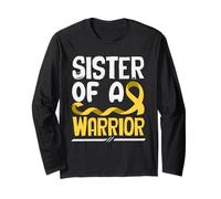 Sister of A Warrior - Nastro Dorato per Il Cancro Infantile Maglia a Manica