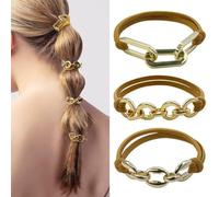 SISYOUP Braccialetto elastico per capelli da donna, grazioso elastico per coda di cavallo, con gioielli dorati, per capelli ricci, elastici per capelli biondi, accessori per capelli per ragazze,
