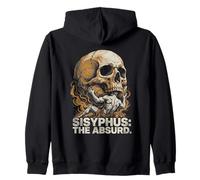 Sisyphus The Absurd Vintage Philosophical Skull Felpa con Cappuccio