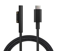 Sisyphy Cavo di ricarica in nylon intrecciato per Microsoft Surface Pro 7/6/5/4/3 Go3/2/1 laptop 4/3/2/1, deve funzionare con un caricatore USB-C da 45 W 15 V 3 A (nero, 1,8 m)