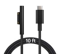 Sisyphy Cavo di ricarica Surface Connect a USB-C (nero opaco 3 m), compatibile con Microsoft Surface Pro 11/10/9/4/7/6/5/4/3 Go4/3/2/1 Laptop7/6/3/2/1, funziona con alimentatore USB da 45 W 15 V 3 A