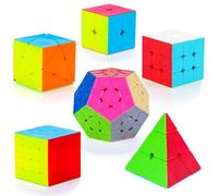 SISYS 6 Pack Speed Cube Set, Cubi Magici di Velocità 2x2x2 3x3x3 4x4x4 Pyraminx Megaminx Skewb Puzzle Cubes Senza Adesivo Puzzle Cubo Giocattolo per Bambini e Adulti
