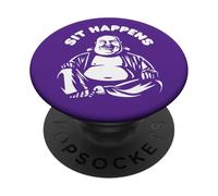 Sit Happens | Buddha sorridente Monaco Buddismo Citazione divertente PopSockets PopGrip Adesivo