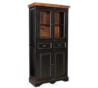 sit-möbel 5804 - 11 Vetrina Corsica, 90 x 40 x 180 cm, mango/MDF, Nero con honigfarbiger deckplatte