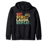 Sit Stay Laugh Repeat Dog Trainer Divertente addestramento Scuola Cane Felpa con Cappuccio
