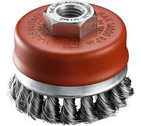 SIT Tecnospazzole - Spazzola a Tazza Mazzetti Ritorti in Acciaio 0.35mm - Diametro 70mm - M14 - 14000 RPM - 1 Pezzo